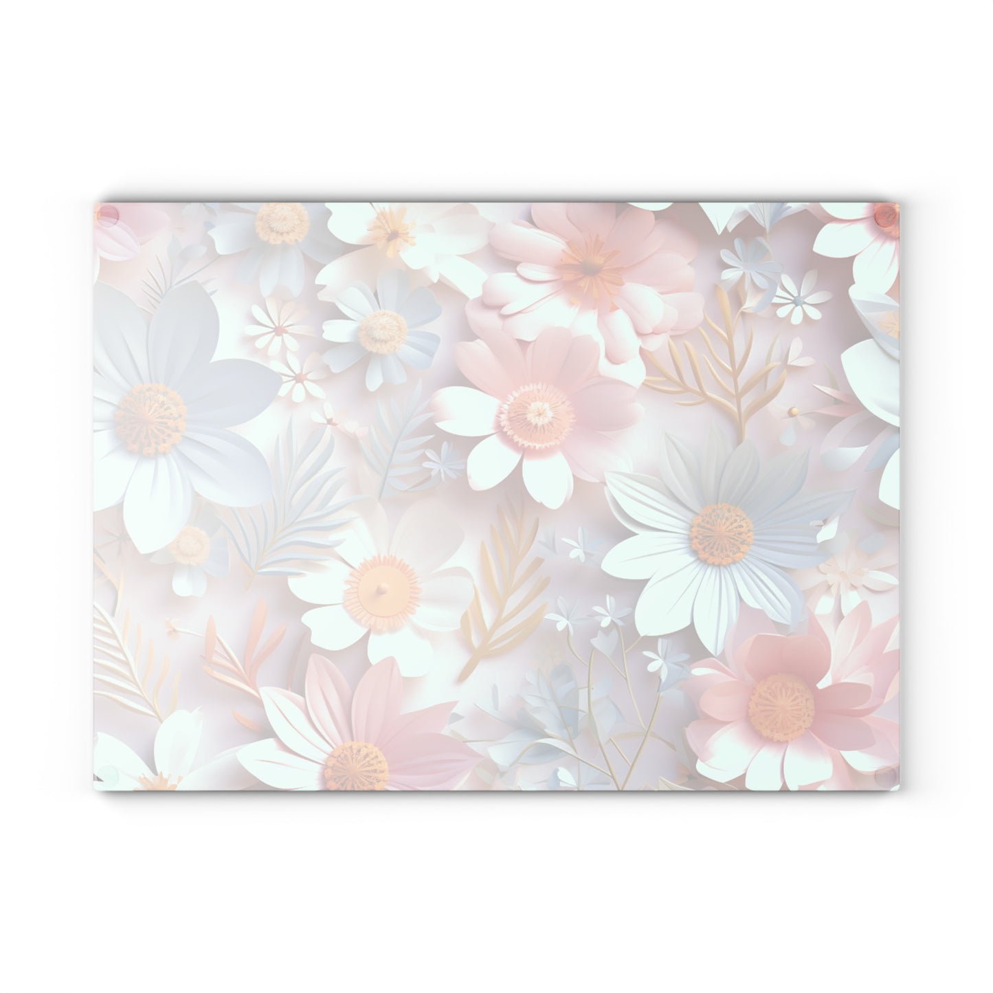 Elegant Pastel Flower Glass Cutting Board - Stylish and Durable Kitchen Accessory