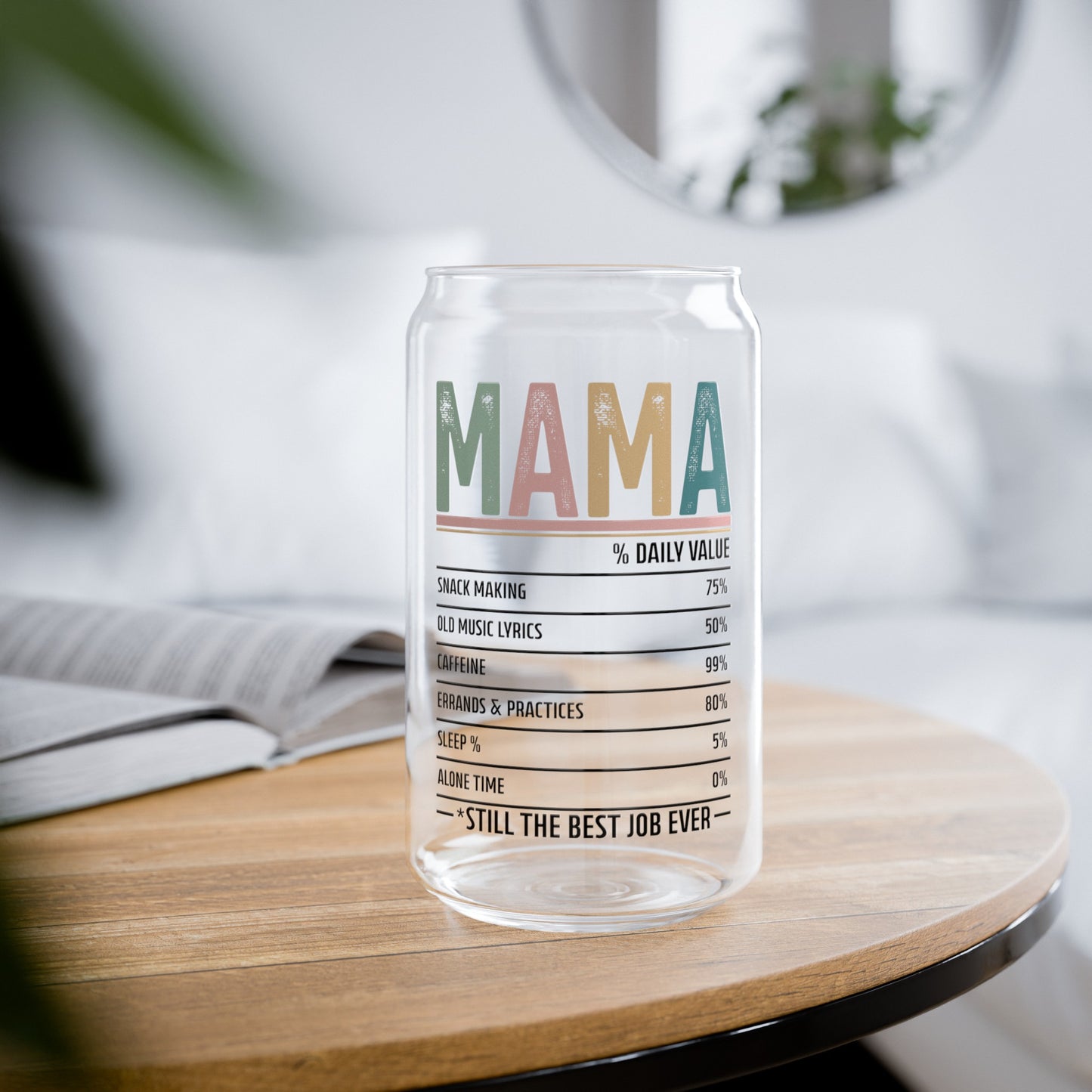 Mama Daily Value Glass Cup - Mom Gift Ideas