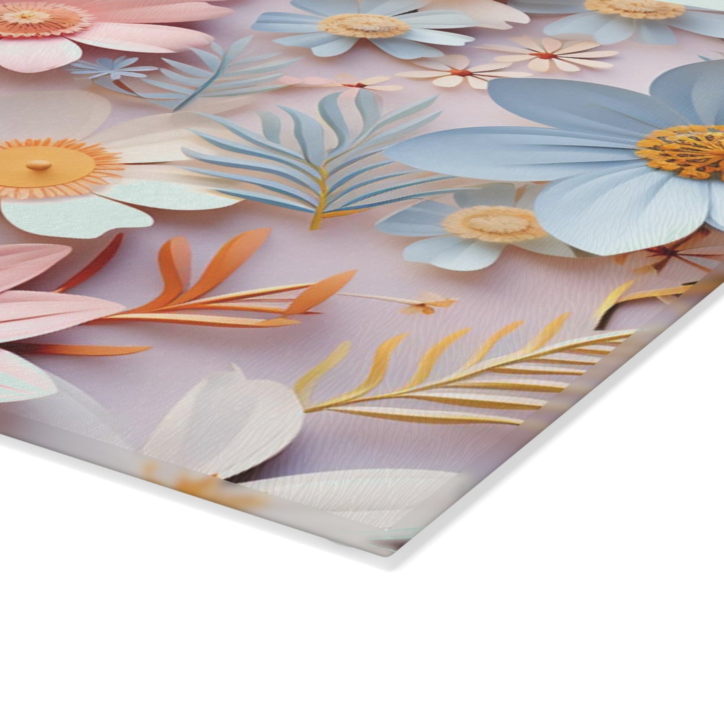 Elegant Pastel Flower Glass Cutting Board - Stylish and Durable Kitchen Accessory