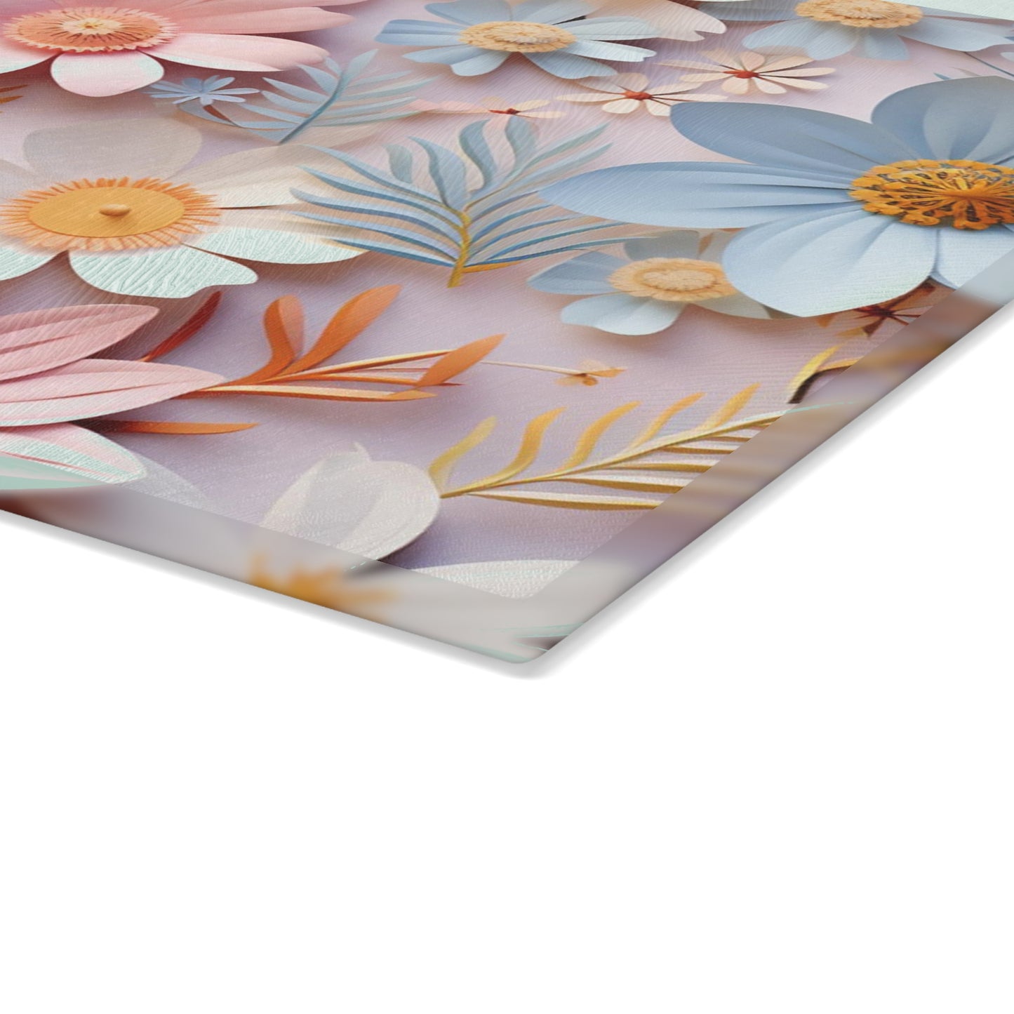 Elegant Pastel Flower Glass Cutting Board - Stylish and Durable Kitchen Accessory