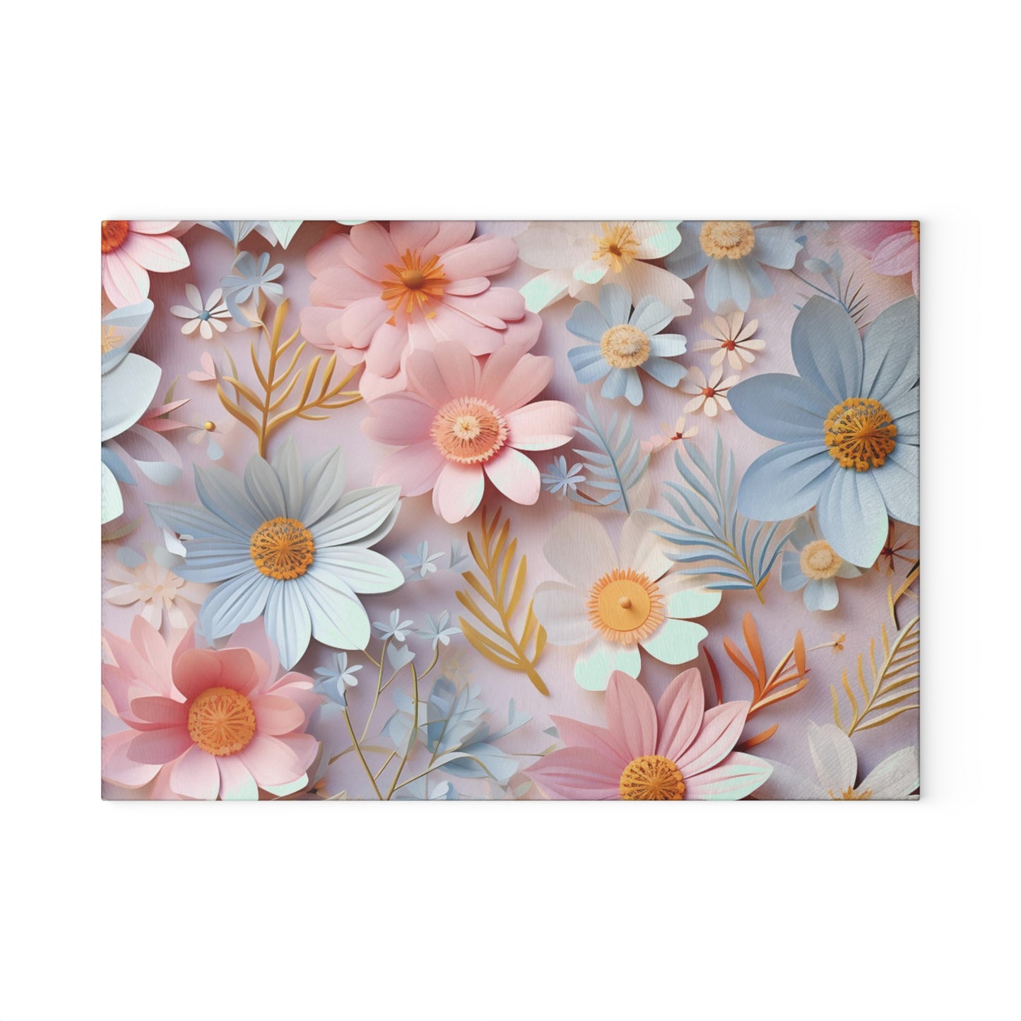 Elegant Pastel Flower Glass Cutting Board - Stylish and Durable Kitchen Accessory