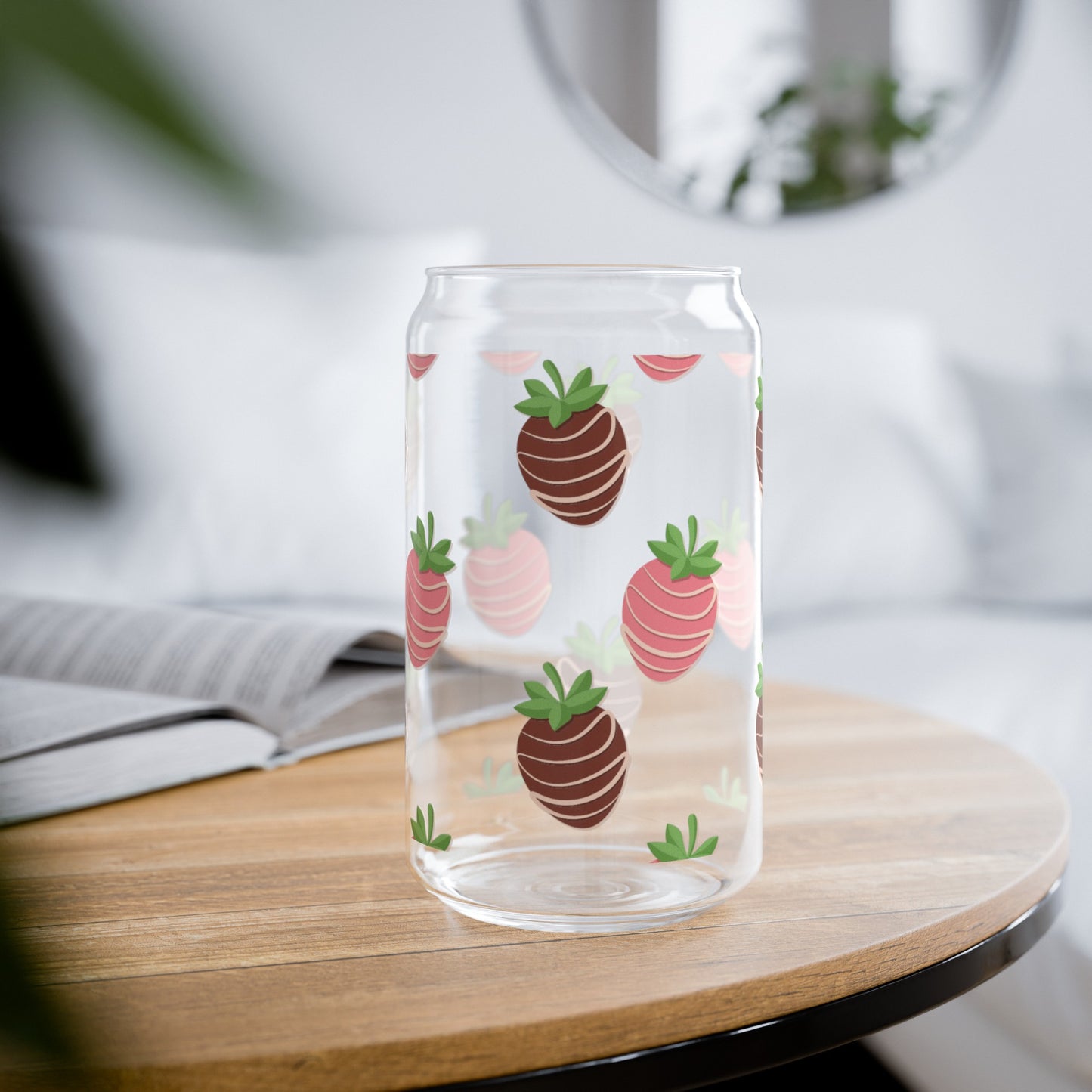 Chocolate Covered Strawberries Inspired Glass Can Cups - Perfect for Chilled Drinks