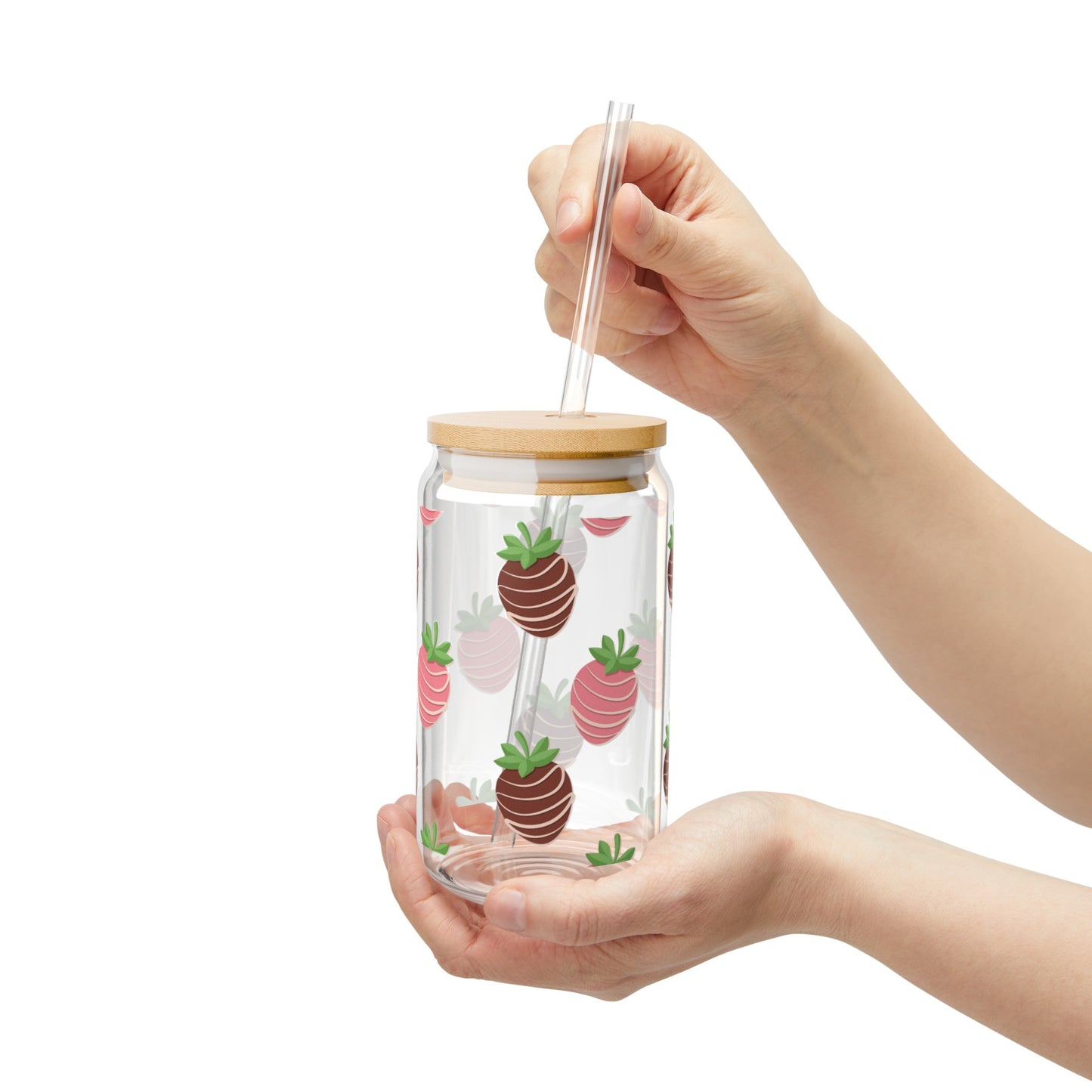 Chocolate Covered Strawberries Inspired Glass Can Cups - Perfect for Chilled Drinks