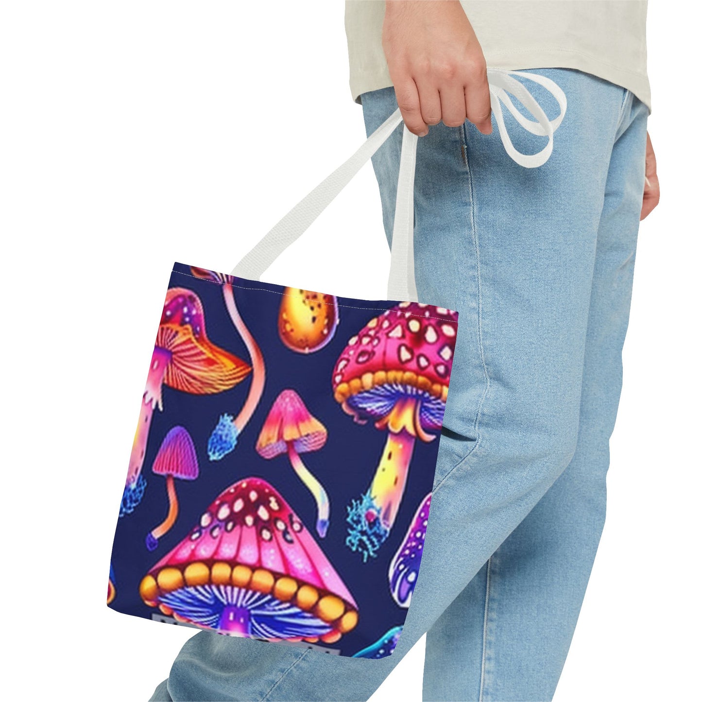 Colorful Neon Mushrooms Printed Tote - Stylish and Practical Carryall