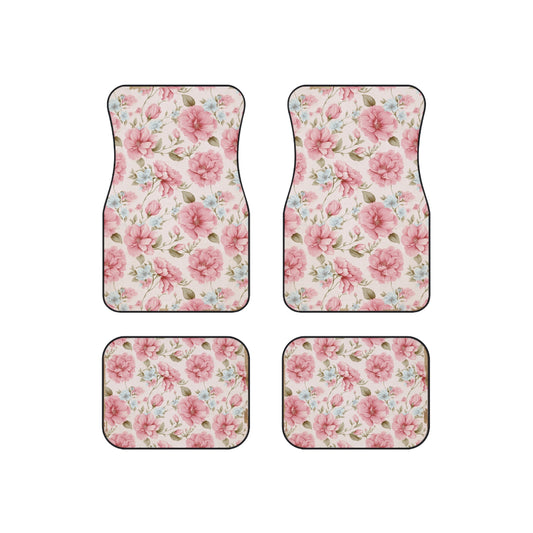 Pretty in Pink: Floral Car Mats Set of 4 for a Stylish Ride