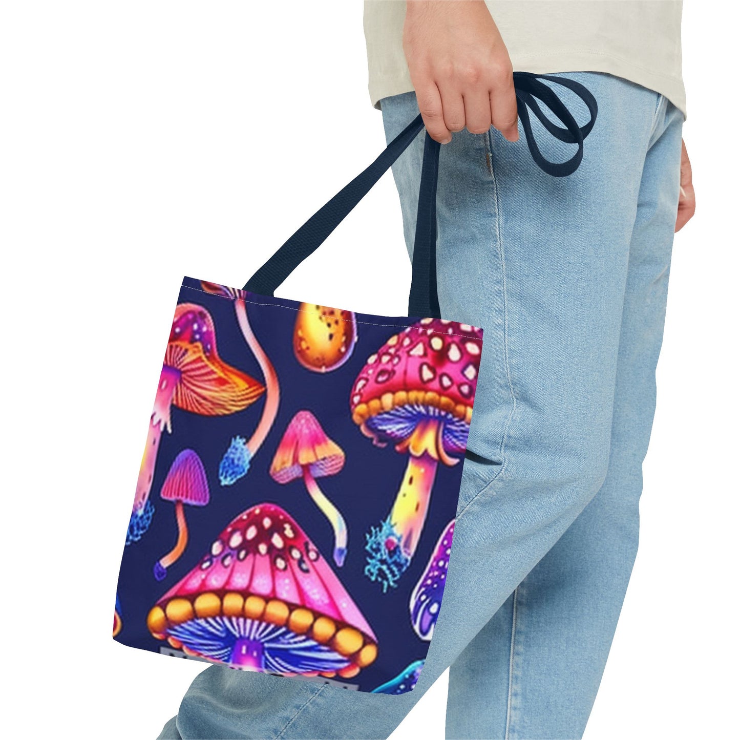 Colorful Neon Mushrooms Printed Tote - Stylish and Practical Carryall