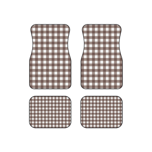Stylish Black N' Checkered Car Mats - Set of 4 Vehicle Floor Protectors