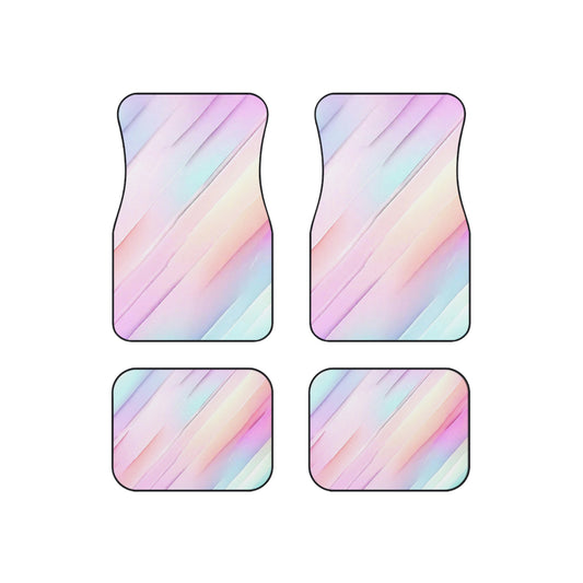 Elevate Your Car's Aesthetic with Pastel Rainbow Car Floor Mats, Set of 4 - Get Noticed on the Road!