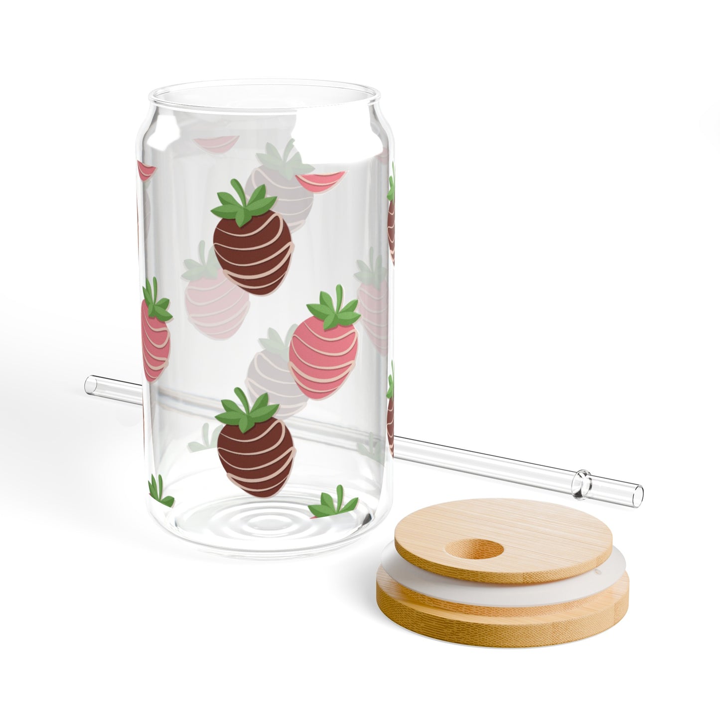 Chocolate Covered Strawberries Inspired Glass Can Cups - Perfect for Chilled Drinks