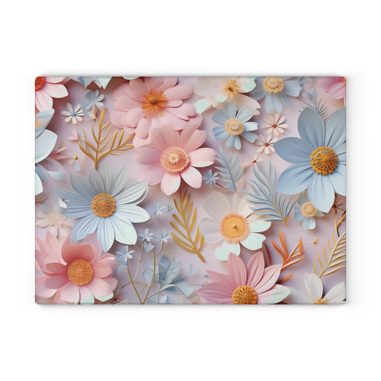 Elegant Pastel Flower Glass Cutting Board - Stylish and Durable Kitchen Accessory
