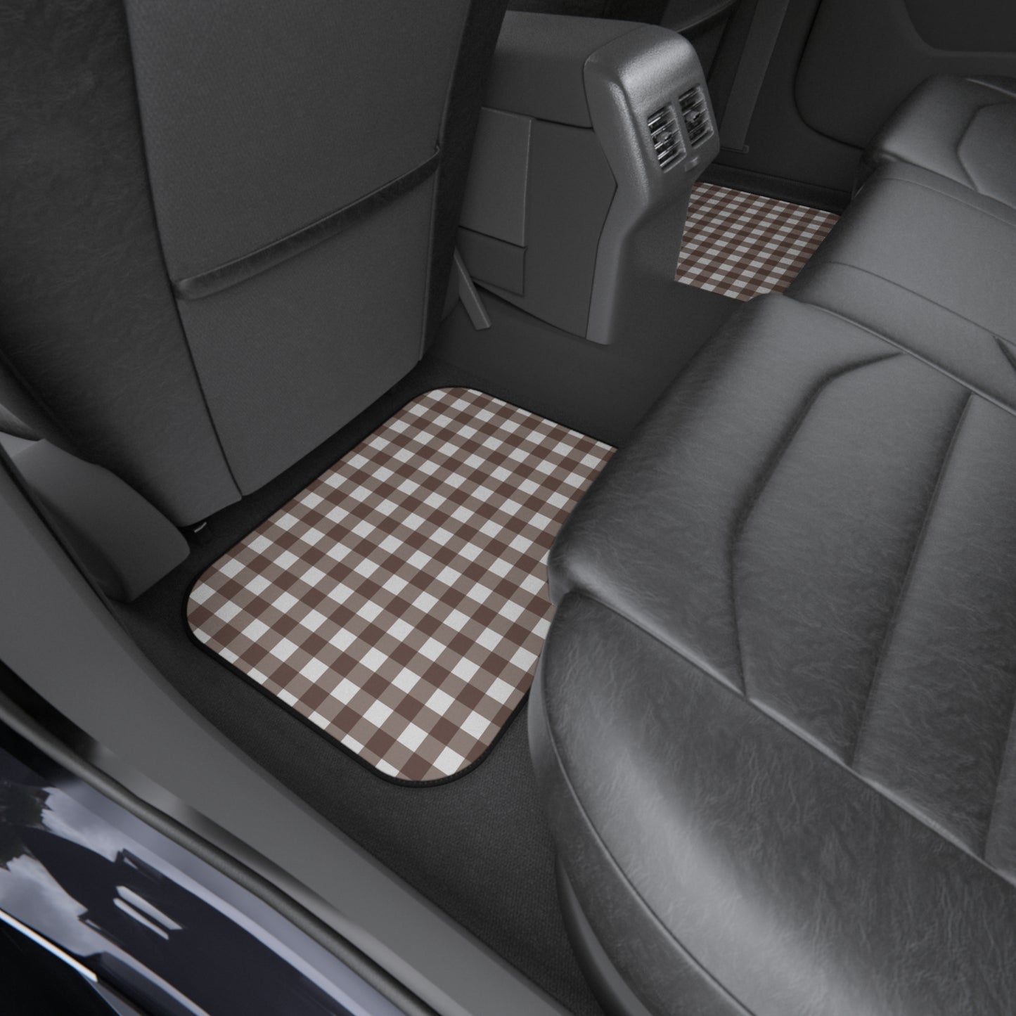 Stylish Black N' Checkered Car Mats - Set of 4 Vehicle Floor Protectors