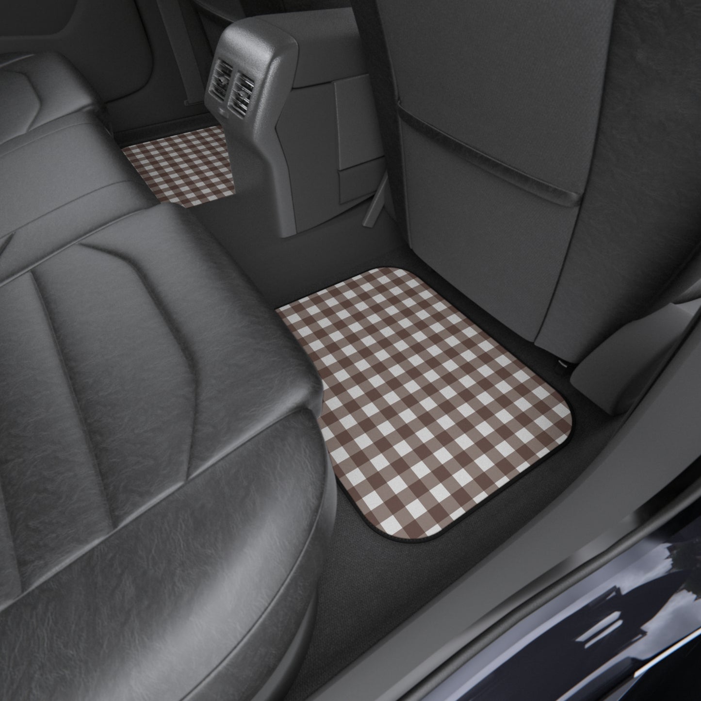 Stylish Black N' Checkered Car Mats - Set of 4 Vehicle Floor Protectors