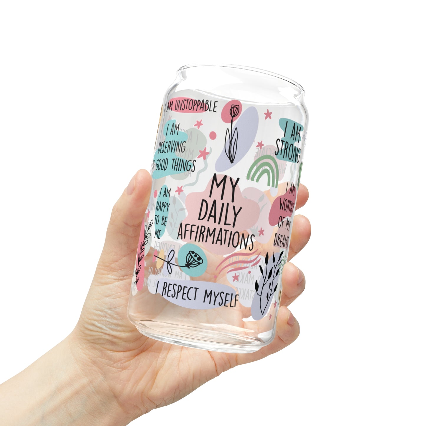Self-Care Essential: My Daily Affirmations Glass Can Cup - Motivational Drinkware